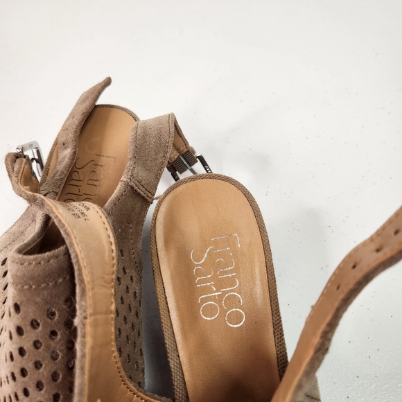 Franco Sarto Mandi 2 Beige Suede Leather Open Toe Heel Slingback Shoes Size 7.5 - Picture 3 of 11